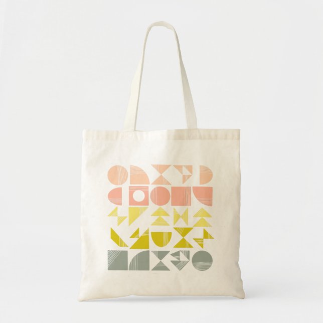 Simple Geometric Shapes Lines in Pastel Coral Tote Bag (Front)