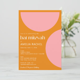 Simple Geometric Shapes Pink Orange Bat Mitzvah  Invitation