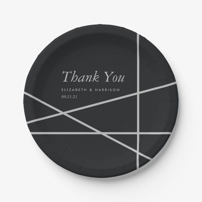 Simple Geometric Style Wedding Paper Plate (Front)