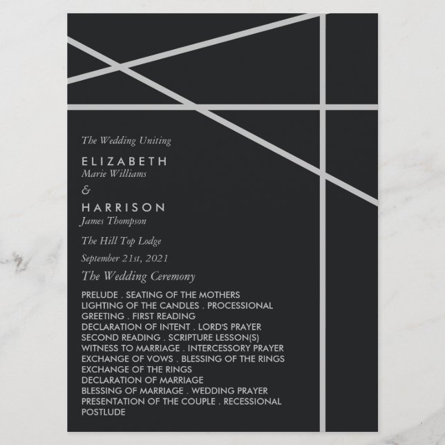 Simple Geometric Style Wedding Program (Front)