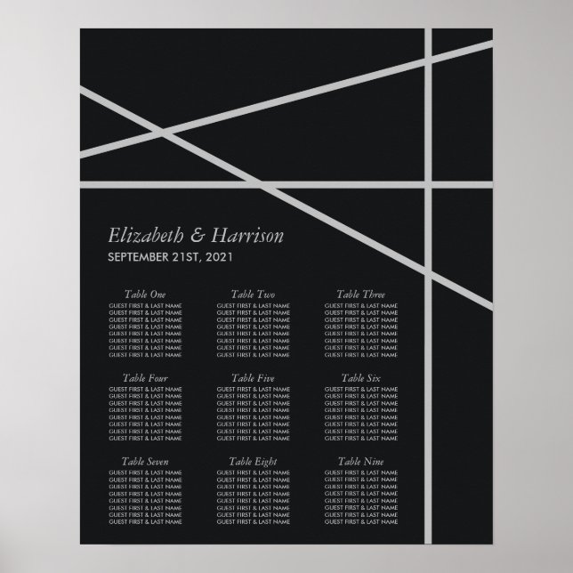 Simple Geometric Style Wedding Seating Chart (Front)