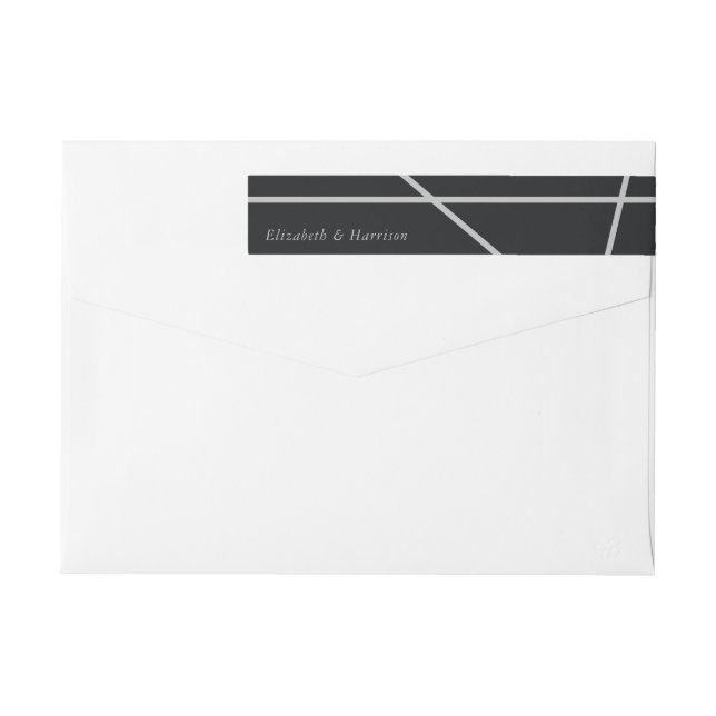 Simple Geometric Style Wedding Wrap Around Label (Back)