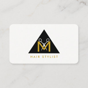Simple Geometric Triangle Scissor Logo Business Card
