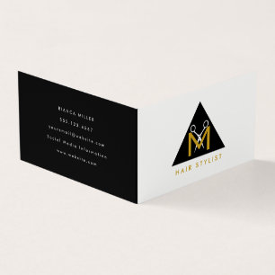 Simple Geometric Triangle Scissor Logo Business Card