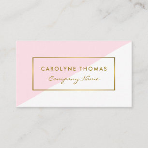 Simple Geometric White & Gold Foil Effect Business Card