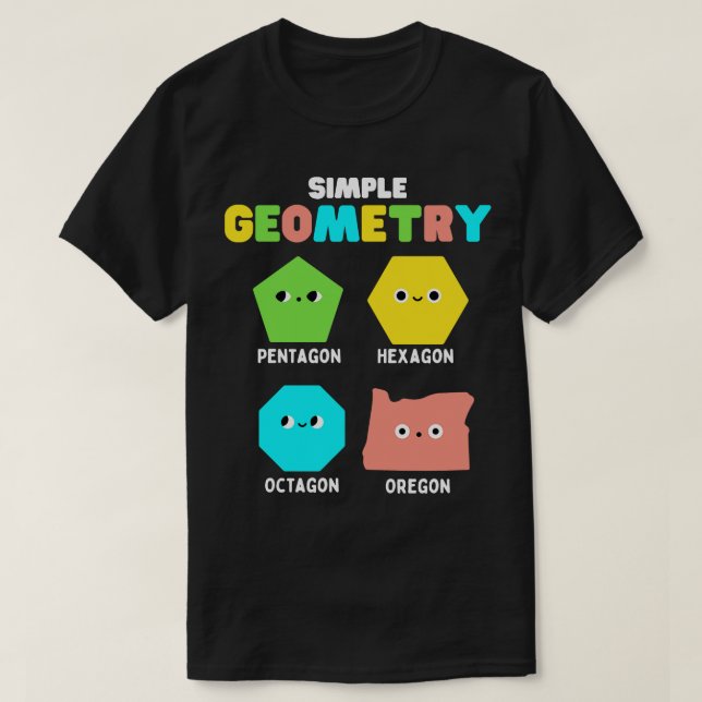 Simple Geometry Math Cute Faces Funny Shapes Orego T-Shirt (Design Front)