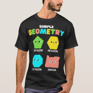 Simple Geometry Math Cute Faces Funny Shapes Orego T-Shirt