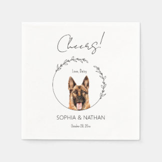 Simple German Shepherd Wedding Cocktail Napkins