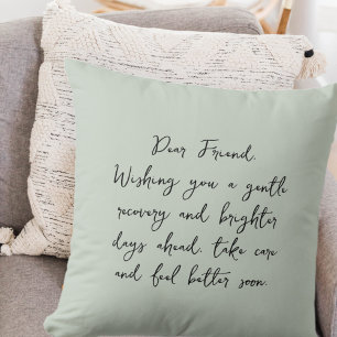 Simple Get Well Soon Script Message Pastel Green Throw Pillow