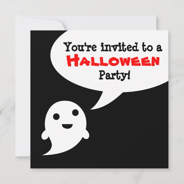 Simple Ghost speech bubble Halloween Invitation (Front)