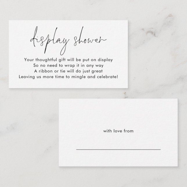 Simple Gift Tag on back Display Bridal Shower Enclosure Card (Front/Back)