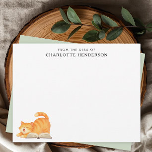 Simple Ginger Cat and Book Custom Card
