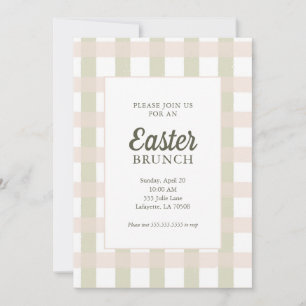 Simple Gingham Easter Brunch Invitation