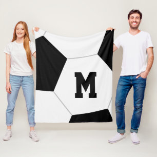simple GINORMOUS soccer ball monogrammed Fleece Blanket
