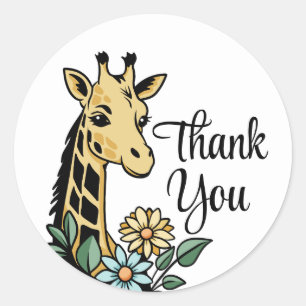 Simple Giraffe Thank You Classic Round Sticker