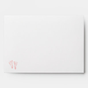 Simple Girl Baby Shower Precious Pink Footprints Envelope