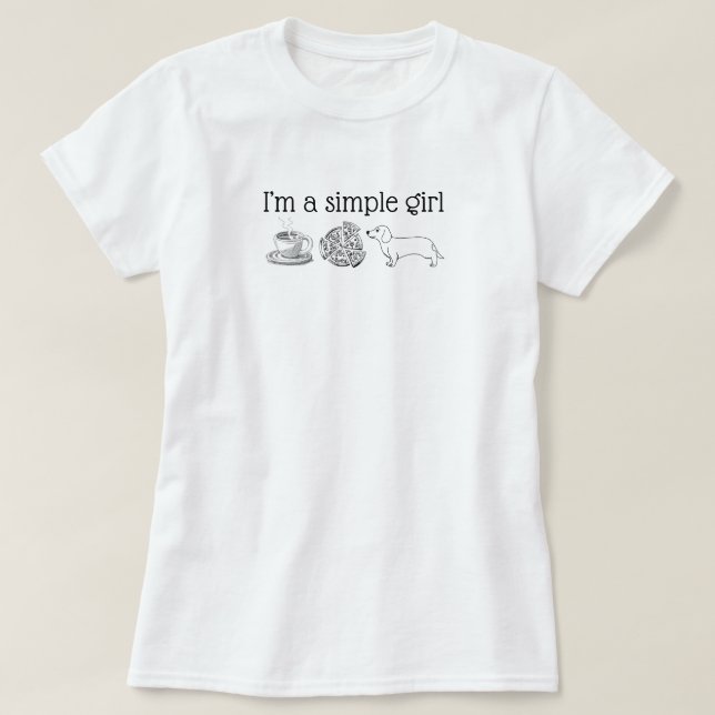 Simple Girl - Coffee, Pizza, Dog Basic T-Shirt (Design Front)