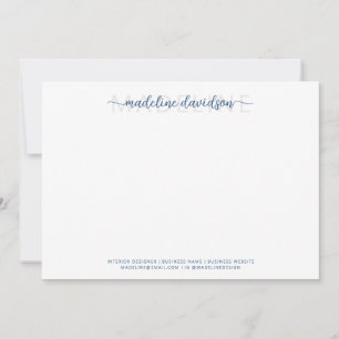 Simple Girly Light Navy Blue Name Stationery Card