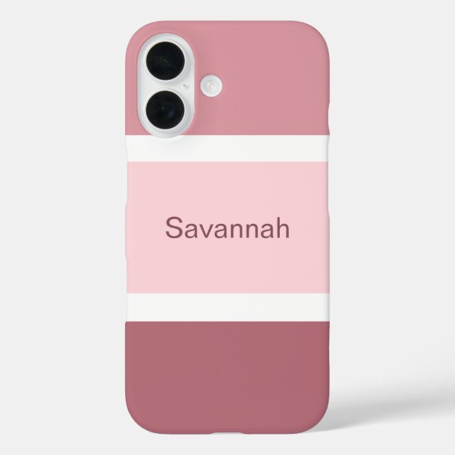 Simple Girly Pink And White Stripes Personalized Case-Mate iPhone Case (Back)