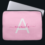 Simple Girly Pink Personalized Name & Monogram Laptop Sleeve<br><div class="desc">Add a sweet,  stylish touch to your tech with this Simple Girly Pink Personalized Name & Monogram Laptop Sleeve. Featuring a soft pink design with custom name and monogram options,  it blends feminine charm with everyday function. Perfect for work,  school,  or travel.</div>