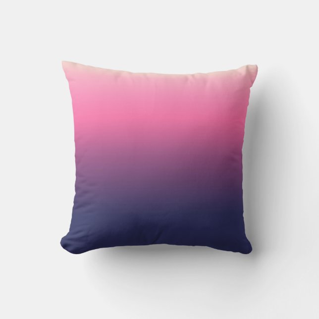 Simple Girly Pink Purple Colour Gradient Ombre Throw Pillow (Front)