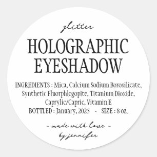 Simple Glitter Holographic Eyeshadow Ingredients Classic Round Sticker