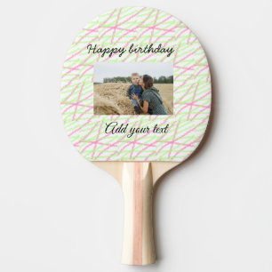Simple glitter red green add your photo birthday  ping pong paddle