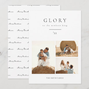 Simple Glory to the newborn king Christmas Photo Holiday Card