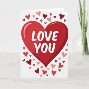 Simple Glossy Hearts Love You Card