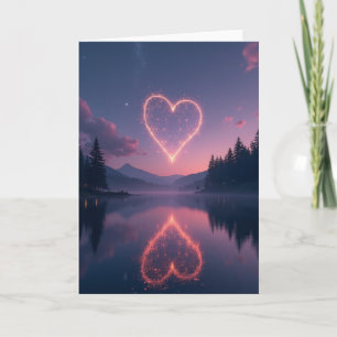 Simple Glowing Heart Lake Card