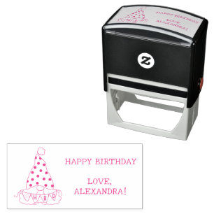 Simple Gnome Happy Birthday Banner Self-inking Stamp