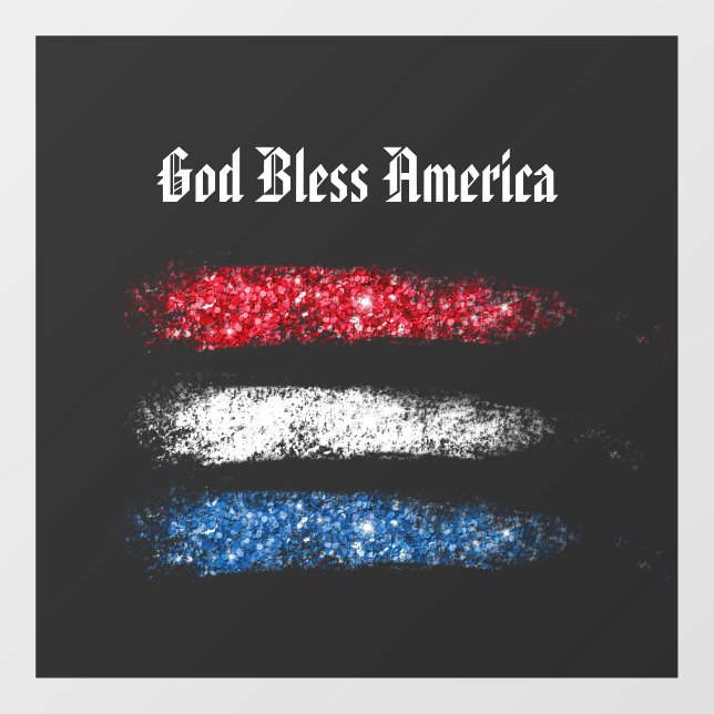 *~* Simple GOD BLESS AMERICA  American Flag   Window Cling (Sheet)