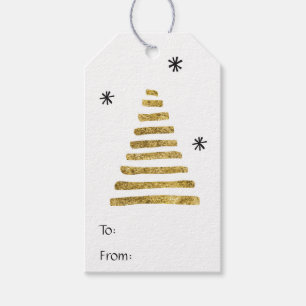 Simple gold and black Christmas tree to and from Gift Tags