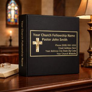 Simple Gold And Black Church Directory Binder
