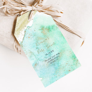 Simple Gold and Green Minimalist Baby Shower Gift Tags
