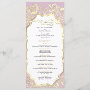 Simple Gold and Pink Classic Wedding Program