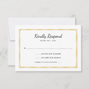 Simple Gold and White Event  RSVP Card