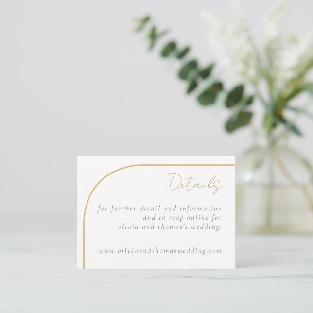 Simple Gold Arch Wedding Details Enclosure Card (Standing Front)
