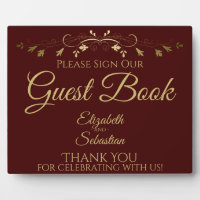 Simple Gold & Auburn Please Sign Guest Book Sign