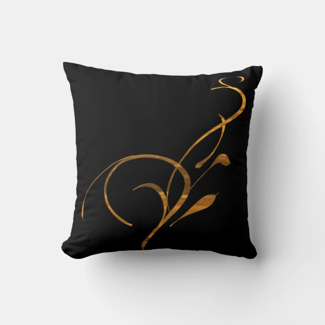 Simple Gold Black Scroll American MoJo Pillows (Front)