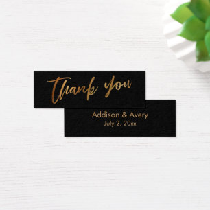 Simple Gold Black Wedding Thank You Favour Tag Car