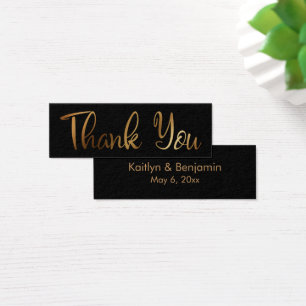 Simple Gold Black Wedding Thank You Favour Tag Car