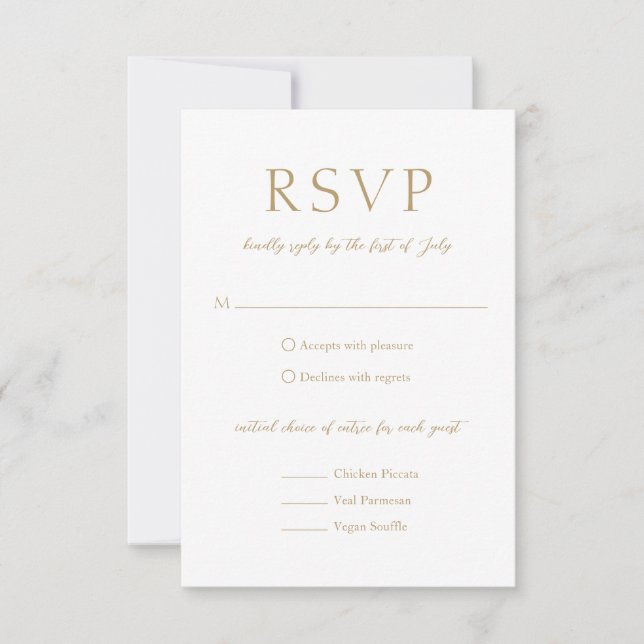Simple Gold Bold Modern Wedding RSVP Card (Front)