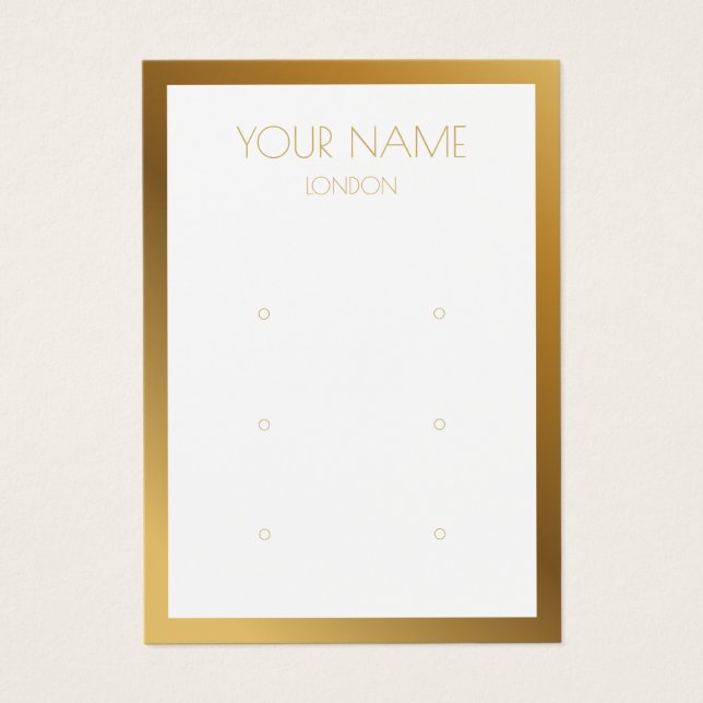 Simple gold border earring display card (Front)