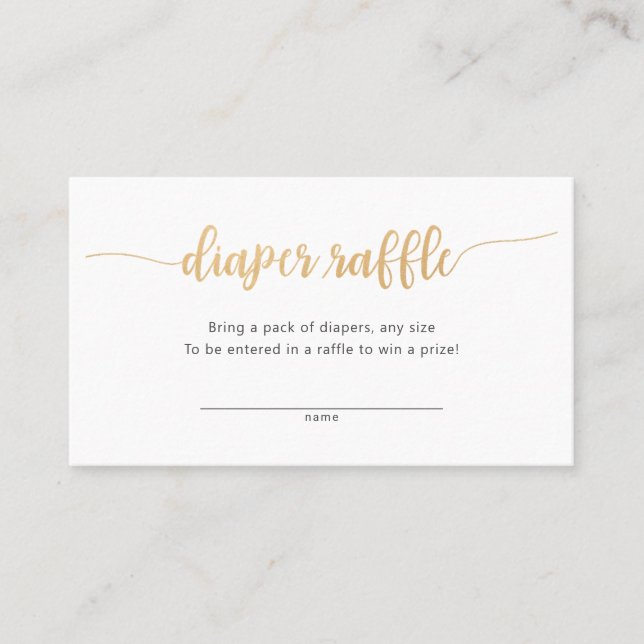 Simple Gold Callagraphy diaper raffle ticket (Front)
