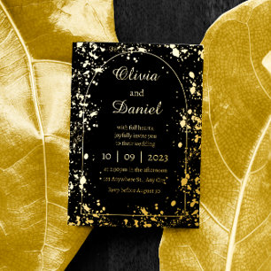 Simple gold calligrafy & Black wedding invitation