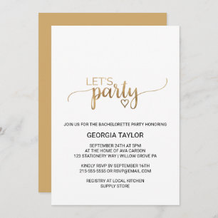 Simple Gold Calligraphy Bachelorette Party Invitation