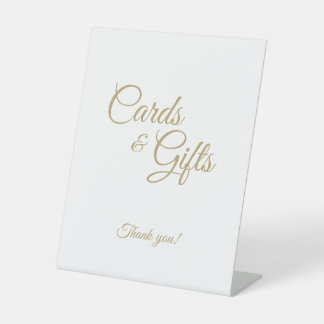 Simple Gold Calligraphy Cards and Gifts Pedestal Sign