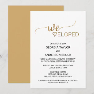 Simple Gold Calligraphy Elopement Invitation