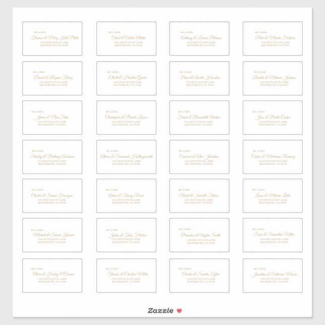 Simple Gold Calligraphy Étiquettes de adresse invi (Feuille)